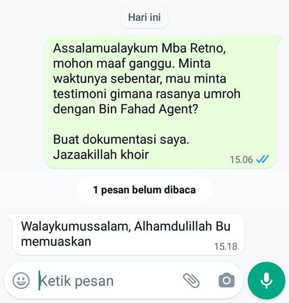 Testimoni Umroh Bin Fahad Travel